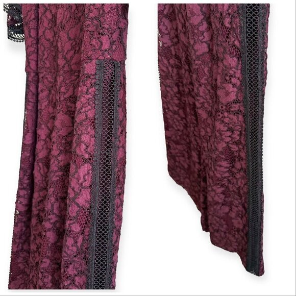 Alexis Philippe Lace Cold Shoulder Jumpsuit,  burgundy/ black,‎ Size S - Picture 13 of 16